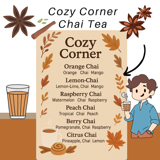 Cozy Corner Chai Tea Kit – 6 Fall Loaded Teas | Warm or Iced Energy Drinks